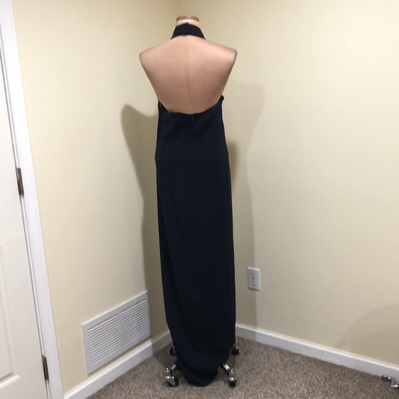 Badgley Mischka Two Toned High Neck Gown Size 20 Navy Blue - Picture 5 of 10